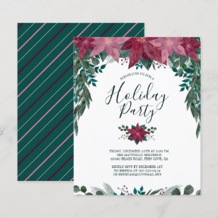 Convite de Festa de Férias com Poinsettia Vermelha