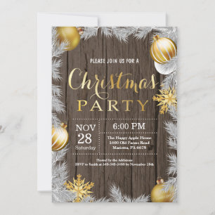 Convite de Festa de Férias de Natal Rústico e Dour