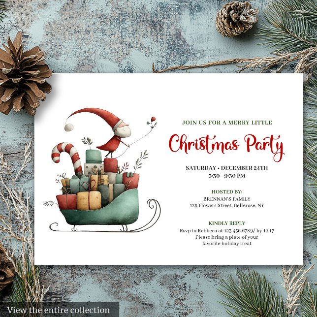 Convite de Festa de Férias do Papai Noel Excêntric (Whimsical Quirky Santa Holiday Party Invitation)