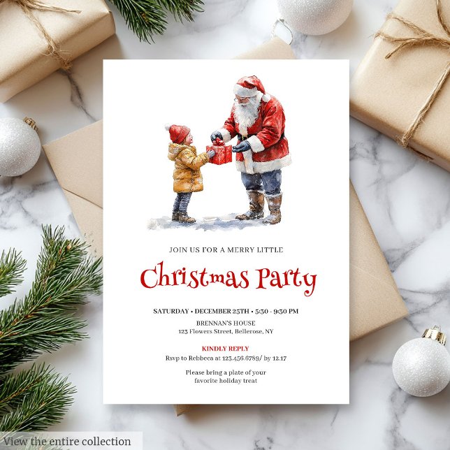 Convite de Festa de Férias Infantil Editável do Pa (Merry Santa Editable Kids Holiday Party Invite

)