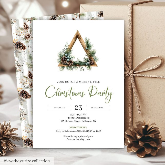 Convite de Festa de Fim de Ano Rústico Boêmio Botâ (Rustic Bohemian Botanical Holiday Party Invitation

)