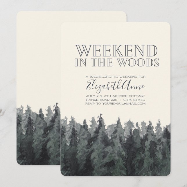 Convite de Festa de Fim de Semana na Floresta (Frente/Verso)