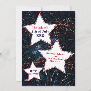 Convite de Festa de FOGOS de ARTIFÍCIO e ESTRELAS 