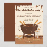 Convite de Festa de Fondue para Amantes de Chocola