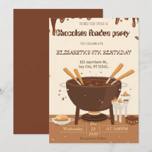 Convite de Festa de Fondue para Amantes de Chocola