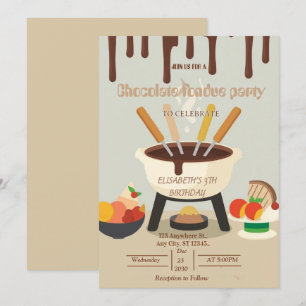 Convite de Festa de Fondue para Amantes de Chocola