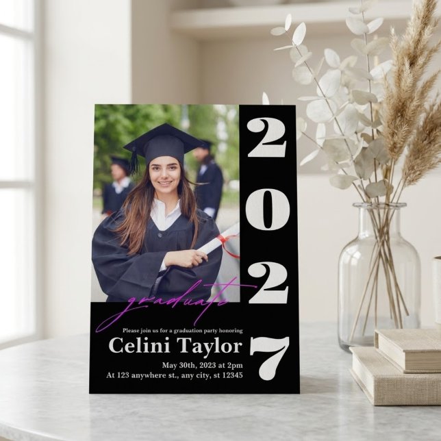 Convite de Festa de Formatura 2027 com Foto  (2027 Graduation Party Invitation with Photo)