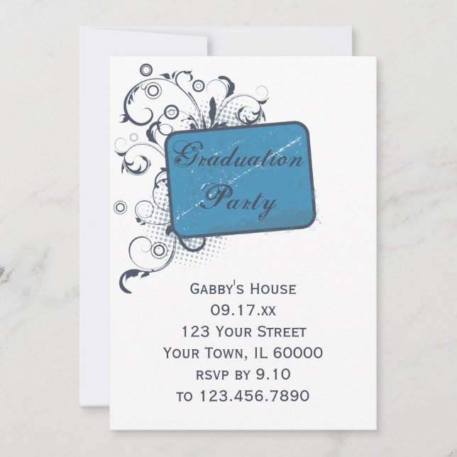 Convite de Festa de formatura Azul (Frente)