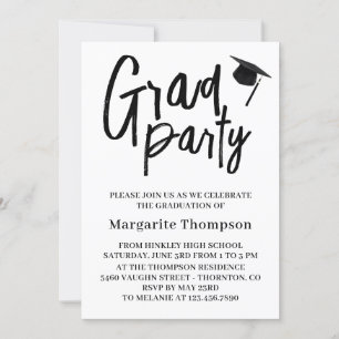 Convite de Festa de formatura B&W Personalizado