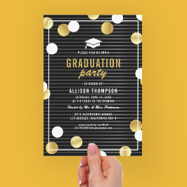 Convite de Festa de Formatura Black Gold Graduatio
