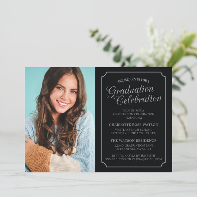 CONVITE DE FESTA DE FORMATURA CLASSE ELEGANTE CHIC (Em pé/Frente)
