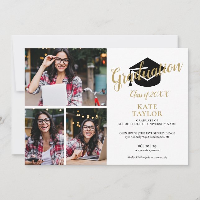 Convite de Festa de Formatura com Colagem de Fotos (Frente)