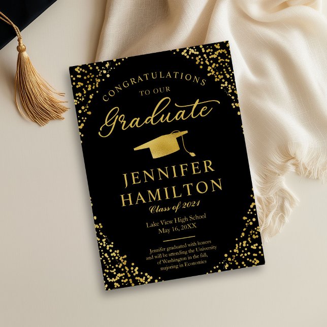 Convite de Festa de Formatura com Confete Dourado (Criador carregado)