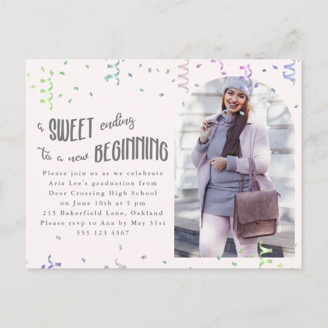 Convite de Festa de Formatura com Confetes Colorid (Frente)