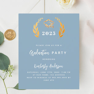 Convite de festa de formatura com coroa de ouro az