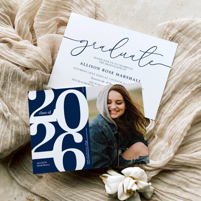 Convite de Festa de Formatura com Foto Azul 2026 (Criador carregado)