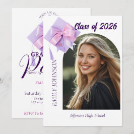 Convite de Festa de Formatura com Foto e Chapéu Ro