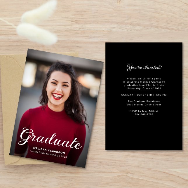 Convite de Festa de Formatura com Foto Elegante Fo (Criador carregado)