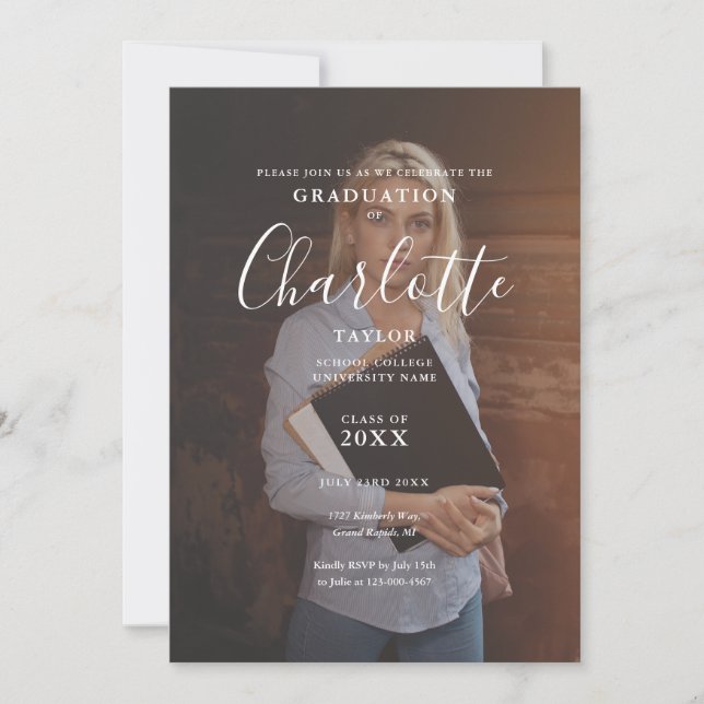 Convite de Festa de Formatura com Foto em Letra El (Frente)