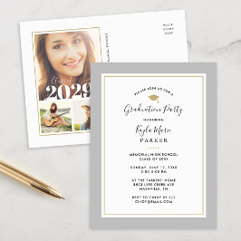 Convite de festa de formatura com foto Gray and Go