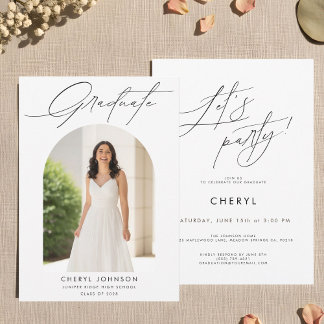 Convite de Festa de Formatura com Foto Minimalista