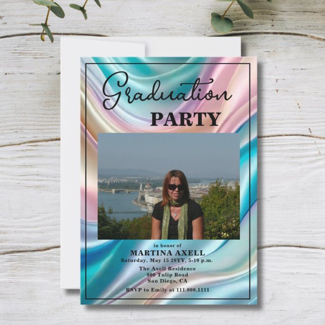 Convite de Festa de Formatura com Foto Moderno (Criador carregado)