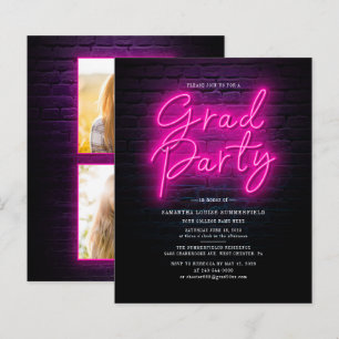Convite de festa de formatura com foto neon