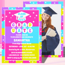 Convite de Festa de Formatura com Foto Neon Retro
