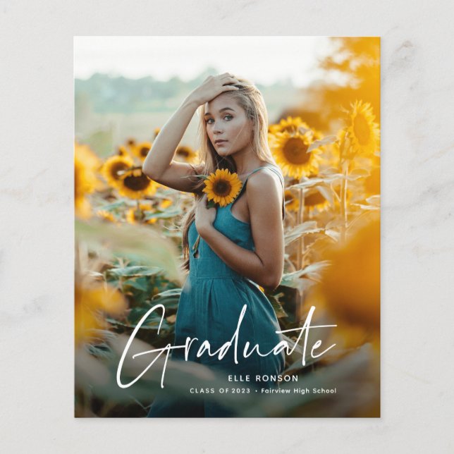 Convite de festa de formatura com foto Script Budg (Frente)