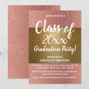 Convite de festa de formatura com glitter em Rose