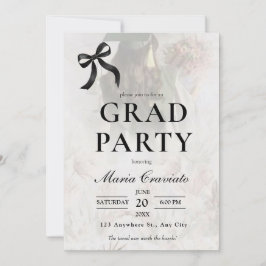 Convite de Festa de Formatura com Laço Preto Elega