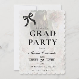 Convite de Festa de Formatura com Laço Preto Elega