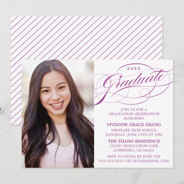 CONVITE DE FESTA DE FORMATURA COM LETRA ELEGANTE E (Frente/Verso)