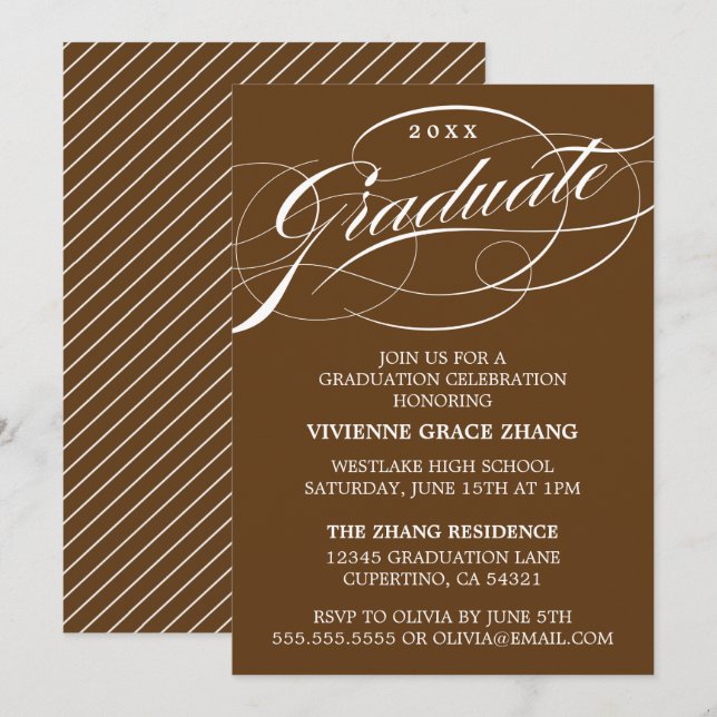 CONVITE DE FESTA DE FORMATURA COM LETRA ELEGANTE E (Frente/Verso)