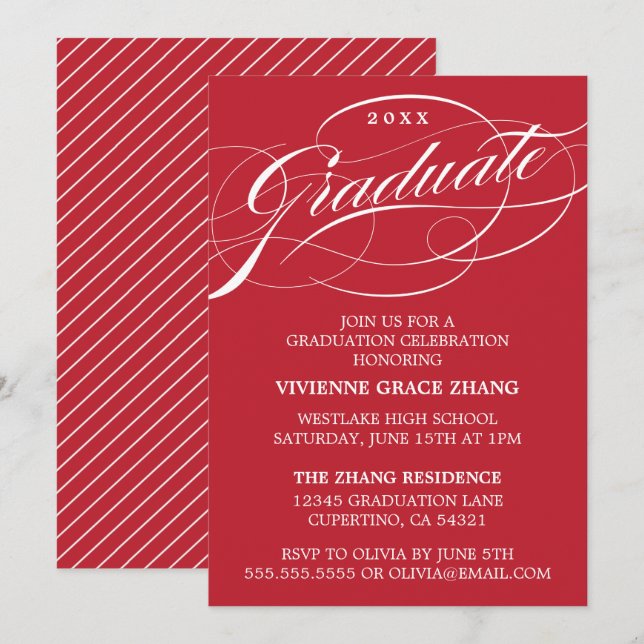 CONVITE DE FESTA DE FORMATURA COM LETRA ELEGANTE E (Frente/Verso)