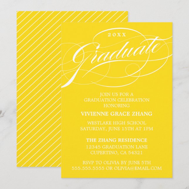 CONVITE DE FESTA DE FORMATURA COM LETRA ELEGANTE E (Frente/Verso)