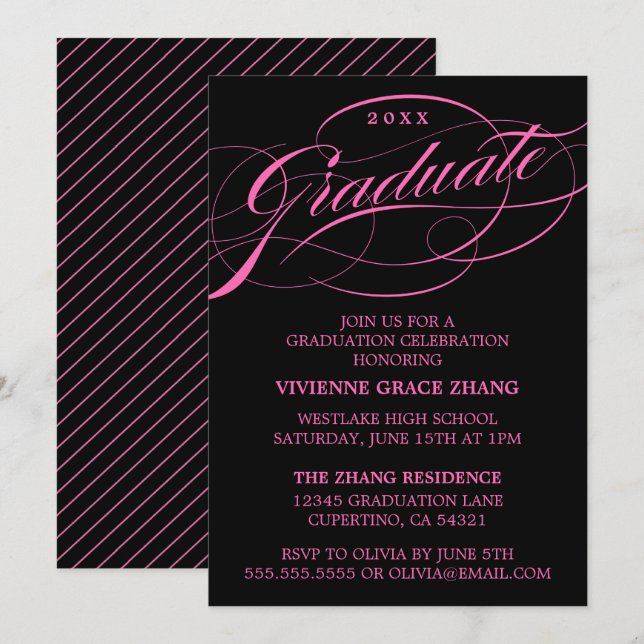 CONVITE DE FESTA DE FORMATURA COM LETRA ELEGANTE E (Frente/Verso)