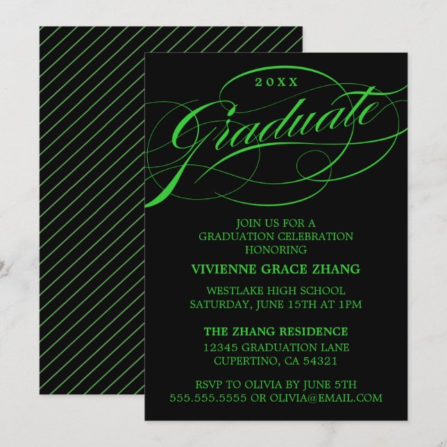 CONVITE DE FESTA DE FORMATURA COM LETRA ELEGANTE E (Frente/Verso)