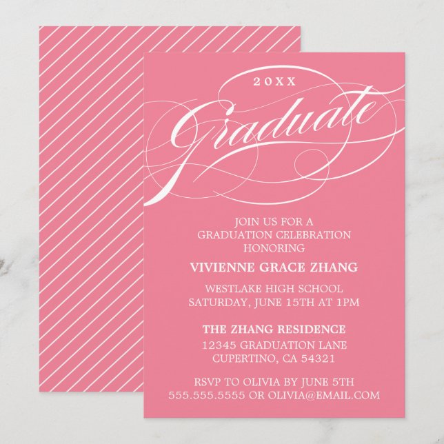 CONVITE DE FESTA DE FORMATURA COM LETRA ELEGANTE E (Frente/Verso)