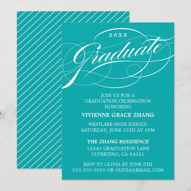 CONVITE DE FESTA DE FORMATURA COM LETRA ELEGANTE E (Frente/Verso)