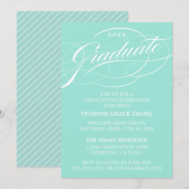 CONVITE DE FESTA DE FORMATURA COM LETRA ELEGANTES  (Frente/Verso)