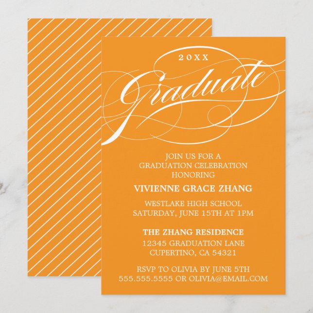 CONVITE DE FESTA DE FORMATURA COM LETRA ELEGANTES  (Frente/Verso)