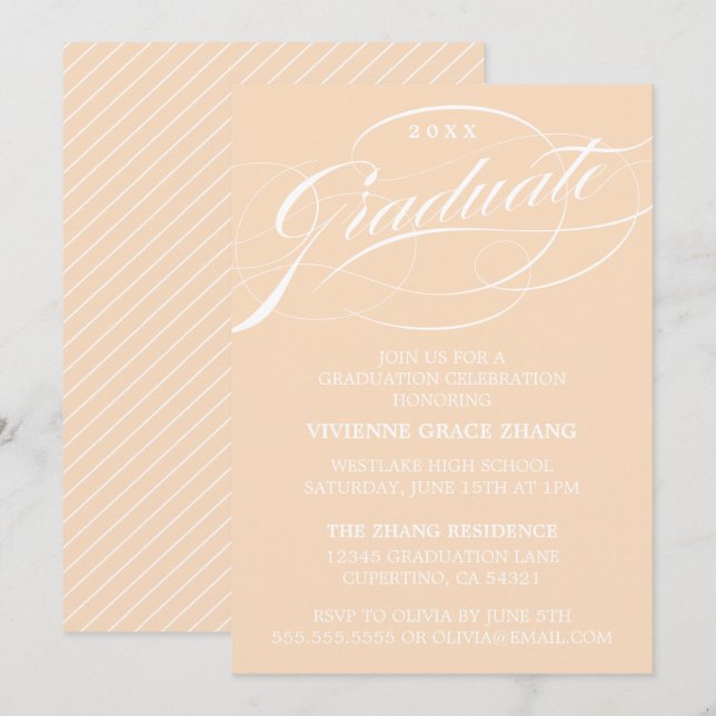 CONVITE DE FESTA DE FORMATURA COM LETRA ELEGANTES  (Frente/Verso)
