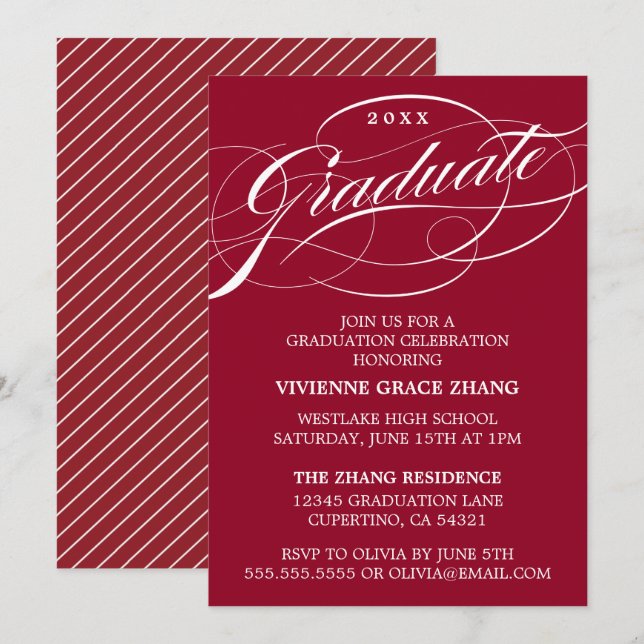 CONVITE DE FESTA DE FORMATURA COM LETRA ELEGANTES  (Frente/Verso)