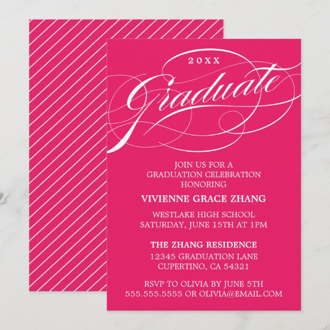 CONVITE DE FESTA DE FORMATURA COM LETRA ELEGANTES  (Frente/Verso)