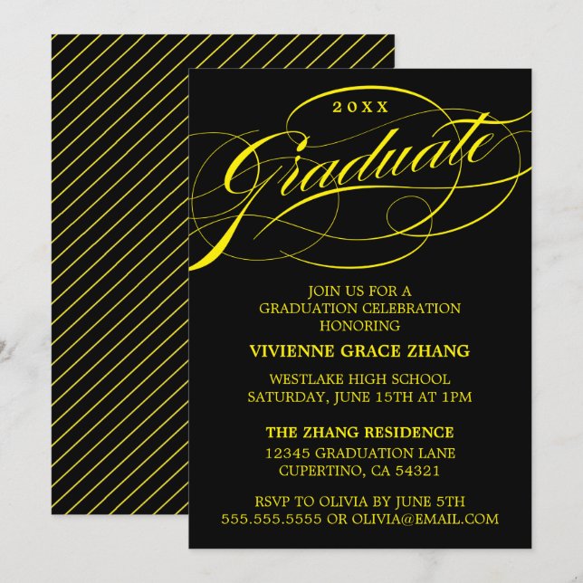 CONVITE DE FESTA DE FORMATURA COM LETRA ELEGANTES  (Frente/Verso)