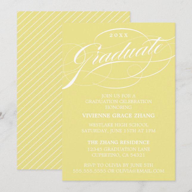 CONVITE DE FESTA DE FORMATURA COM LETRA ELEGANTES  (Frente/Verso)