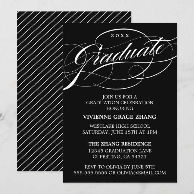 CONVITE DE FESTA DE FORMATURA COM LETRA ELEGANTES  (Frente/Verso)