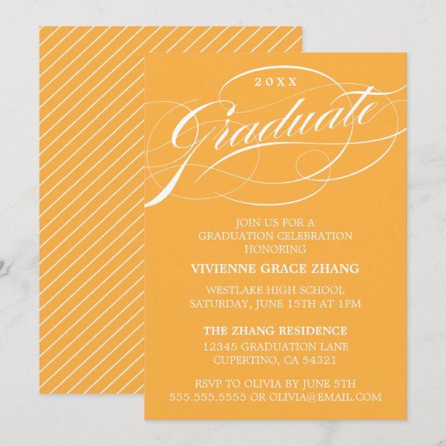 CONVITE DE FESTA DE FORMATURA COM LETRA ELEGANTES  (Frente/Verso)