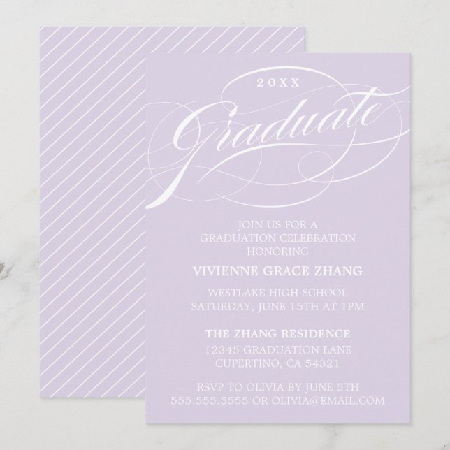 CONVITE DE FESTA DE FORMATURA COM LETRA ELEGANTES  (Frente/Verso)